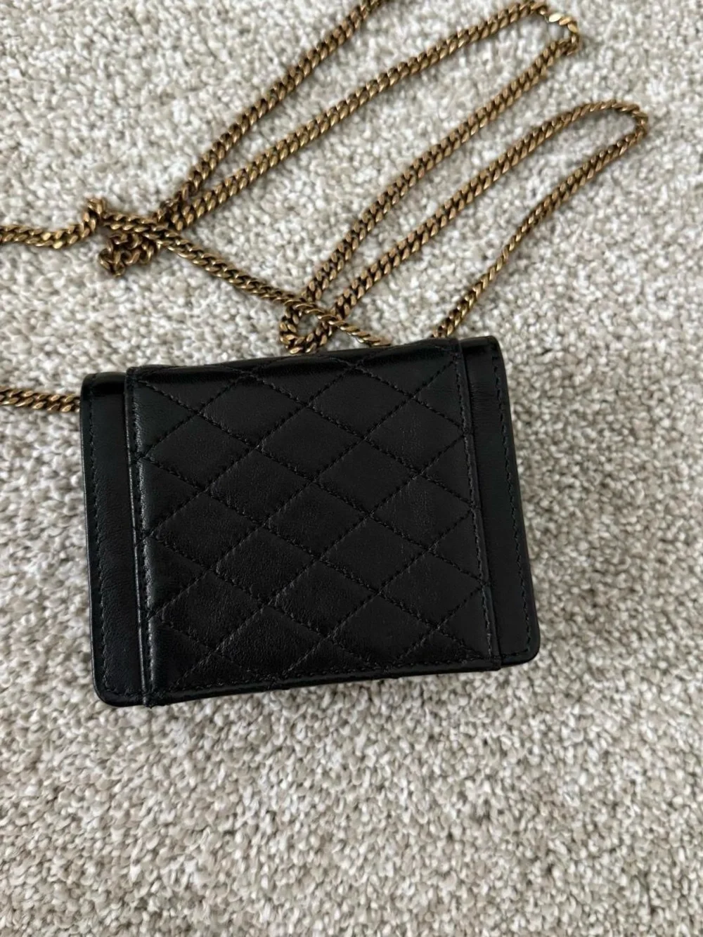 Saint Laurent YSL Gaby Micro Toy Purse Black Leather Crossbody with Gold Chain - Picture 6 of 8